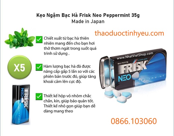 Kẹo Ngậm FRISK NEO Phòng The Hương Bạc Hà Tăng Ham Muốn