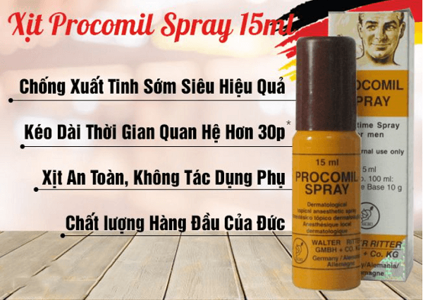 Chai xịt chống xuất tinh sớm Procomil Spray – với tổng thể tích 15 ml thì bạn có thể sử dụng từ 20 đến 25 lần quan hệ