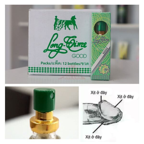 Chai xịt chống xuất tinh sớm Longtime – Ngựa Kéo Xe hiện có 2 loại trên thị trường, xuất xứ từ Thái Lan và loại xuất xứ từ Trung Quốc
